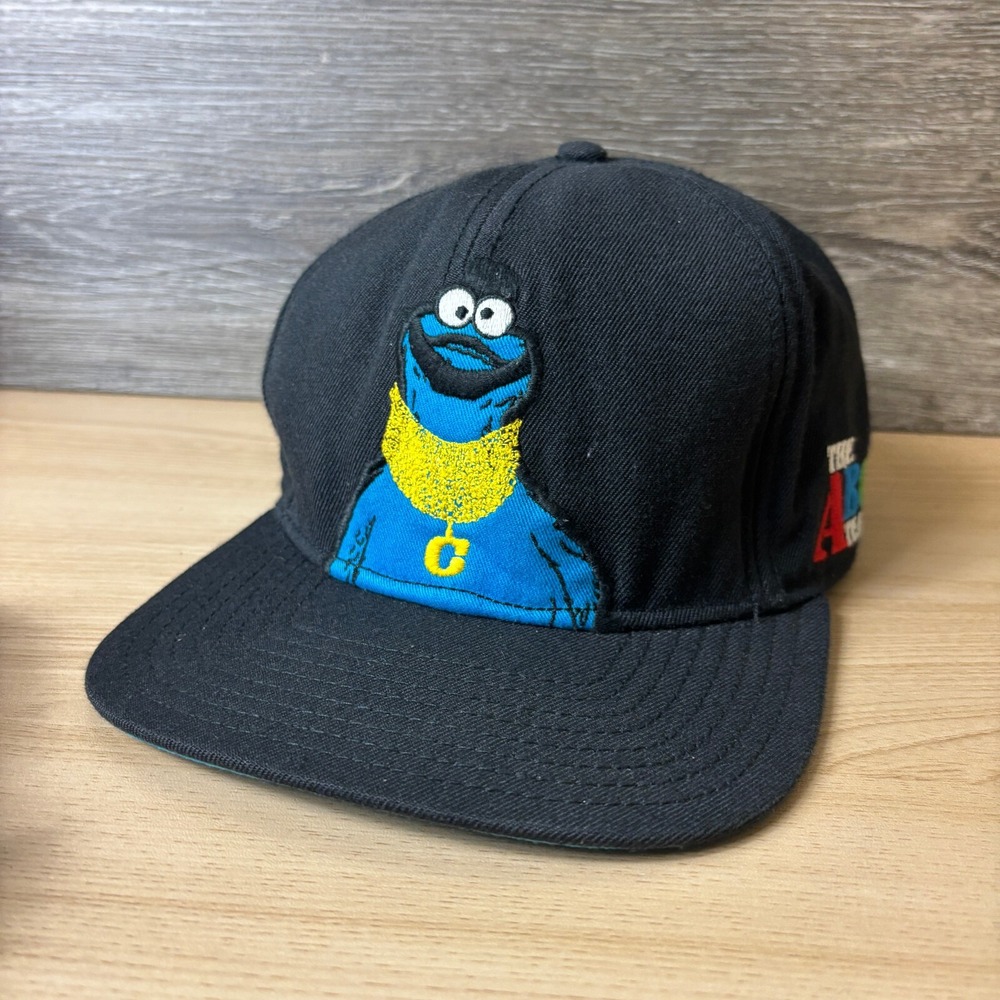 Sesame Street Hat Cap Snap Back‎ Black Cookie Monster Adult